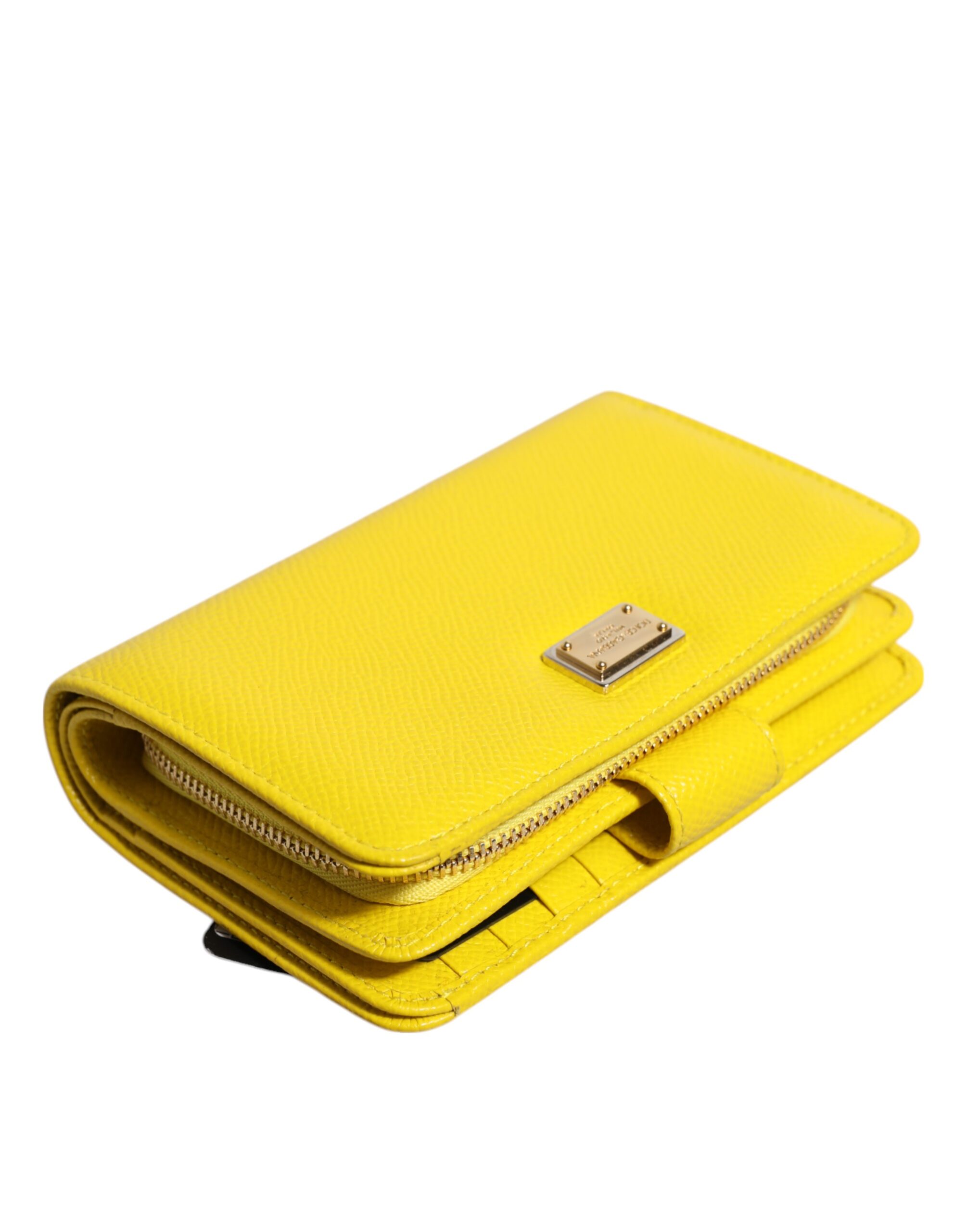 Dolce & Gabbana Yellow Leather Bifold Continental Clutch Wallet - Image 5