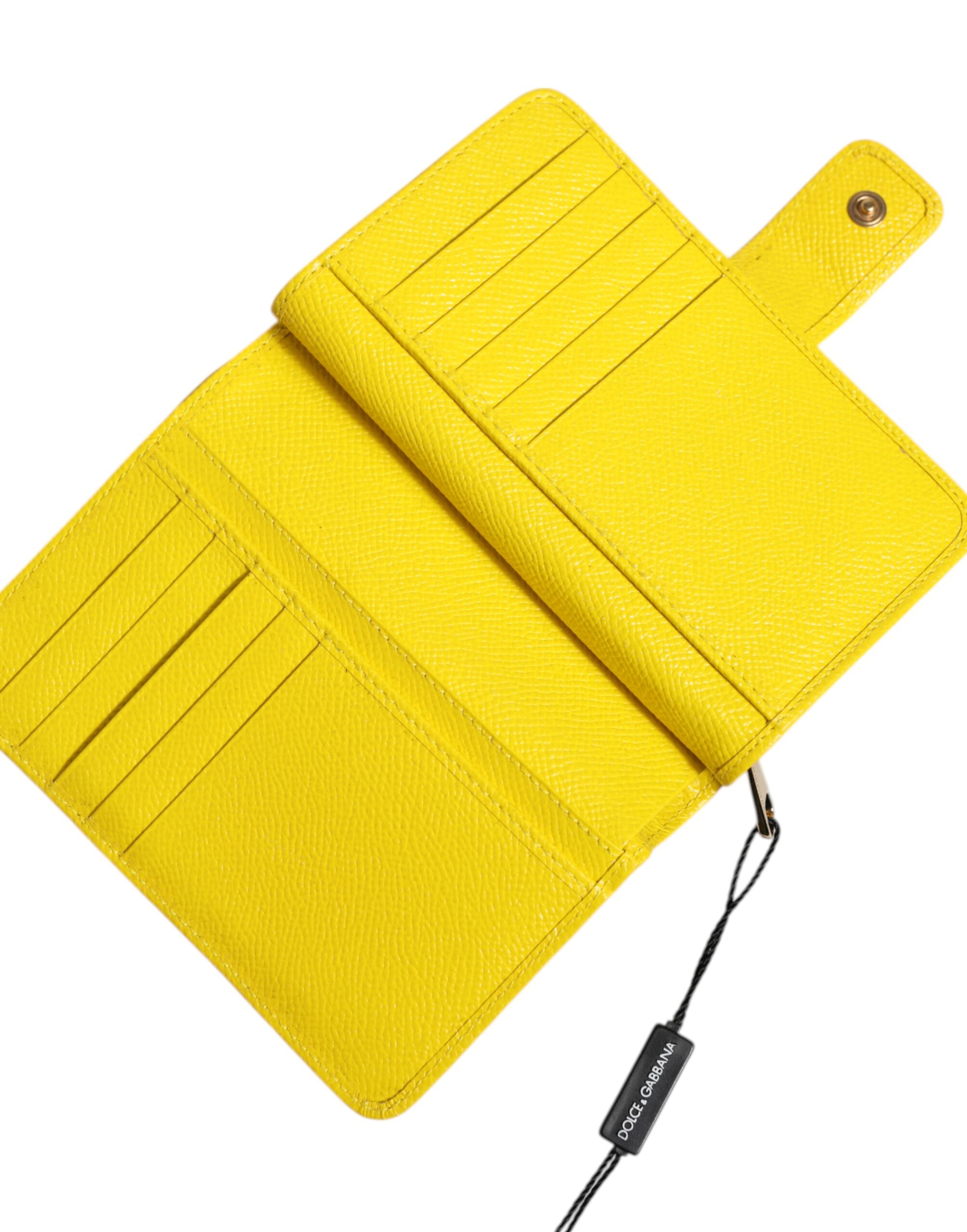 Dolce & Gabbana Yellow Leather Bifold Continental Clutch Wallet - Image 6