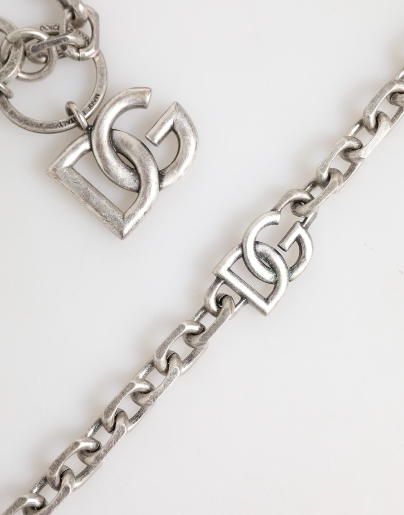 Dolce & Gabbana Silver Tone Brass DG Logo Detailing Chain Men Necklace - Image 3