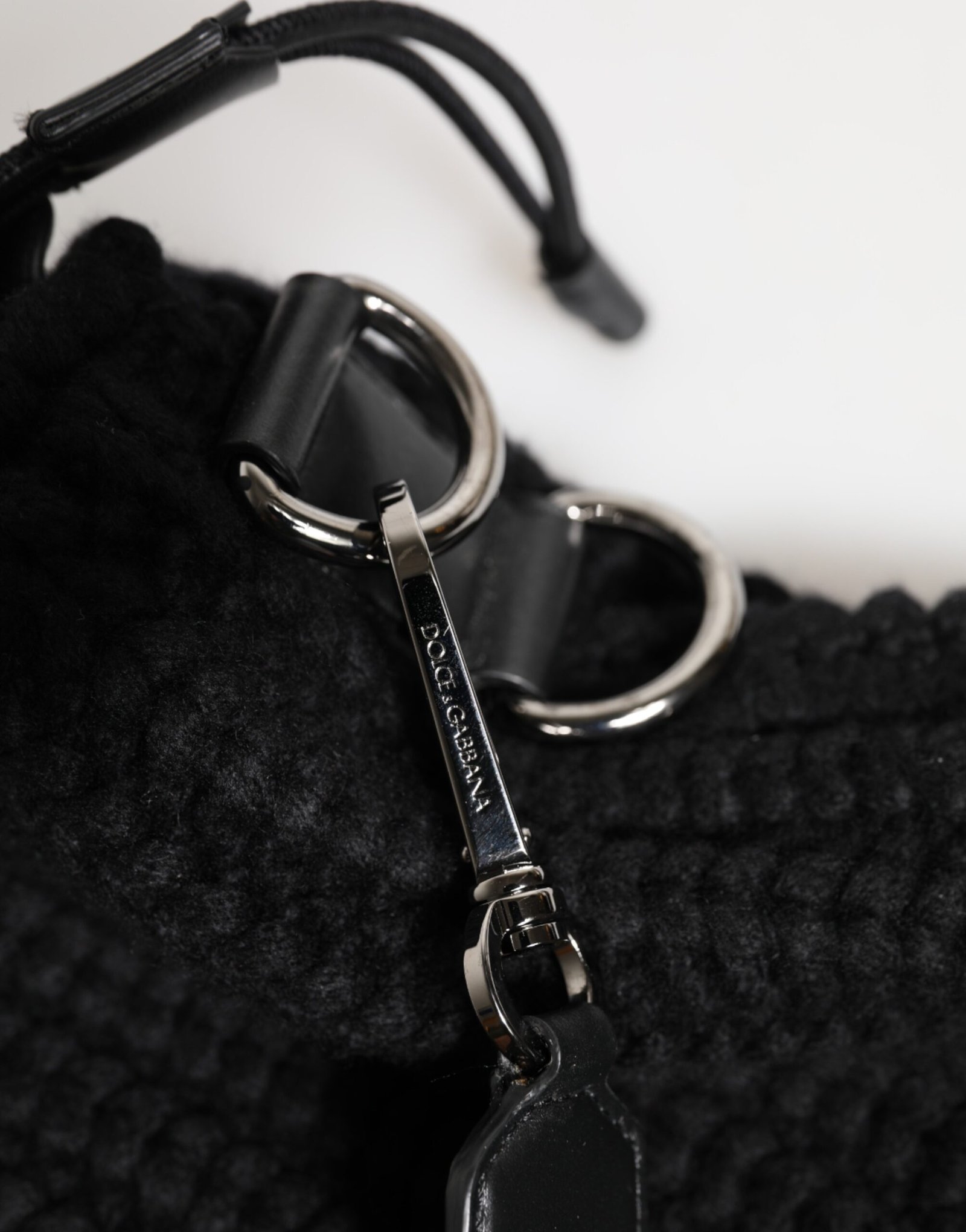 Dolce & Gabbana Black Cashmere Knitted Leather Shoulder Women Borse Bag - Image 8