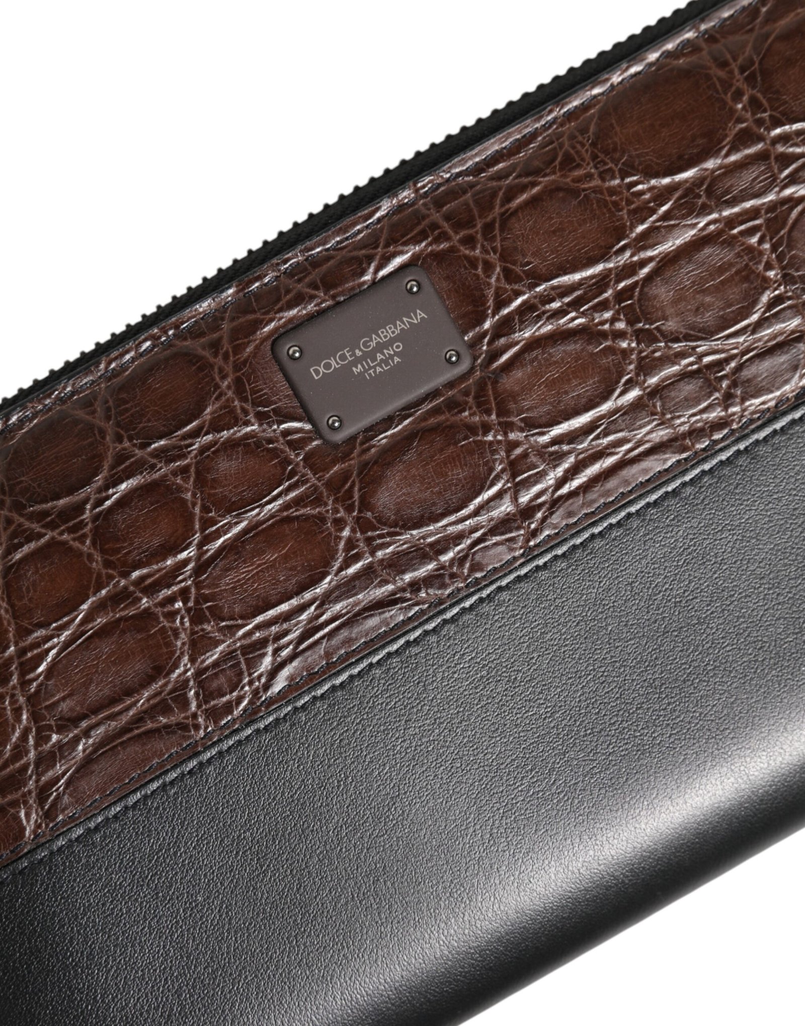 Dolce & Gabbana Black Brown Exotic Leather Men Continental Clutch Wallet - Image 6