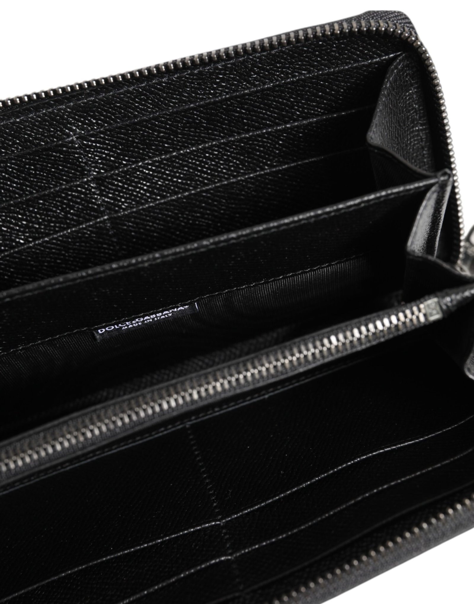 Dolce & Gabbana Black Leather #DGFAMILY Zipper Continental Mens Wallet - Image 7