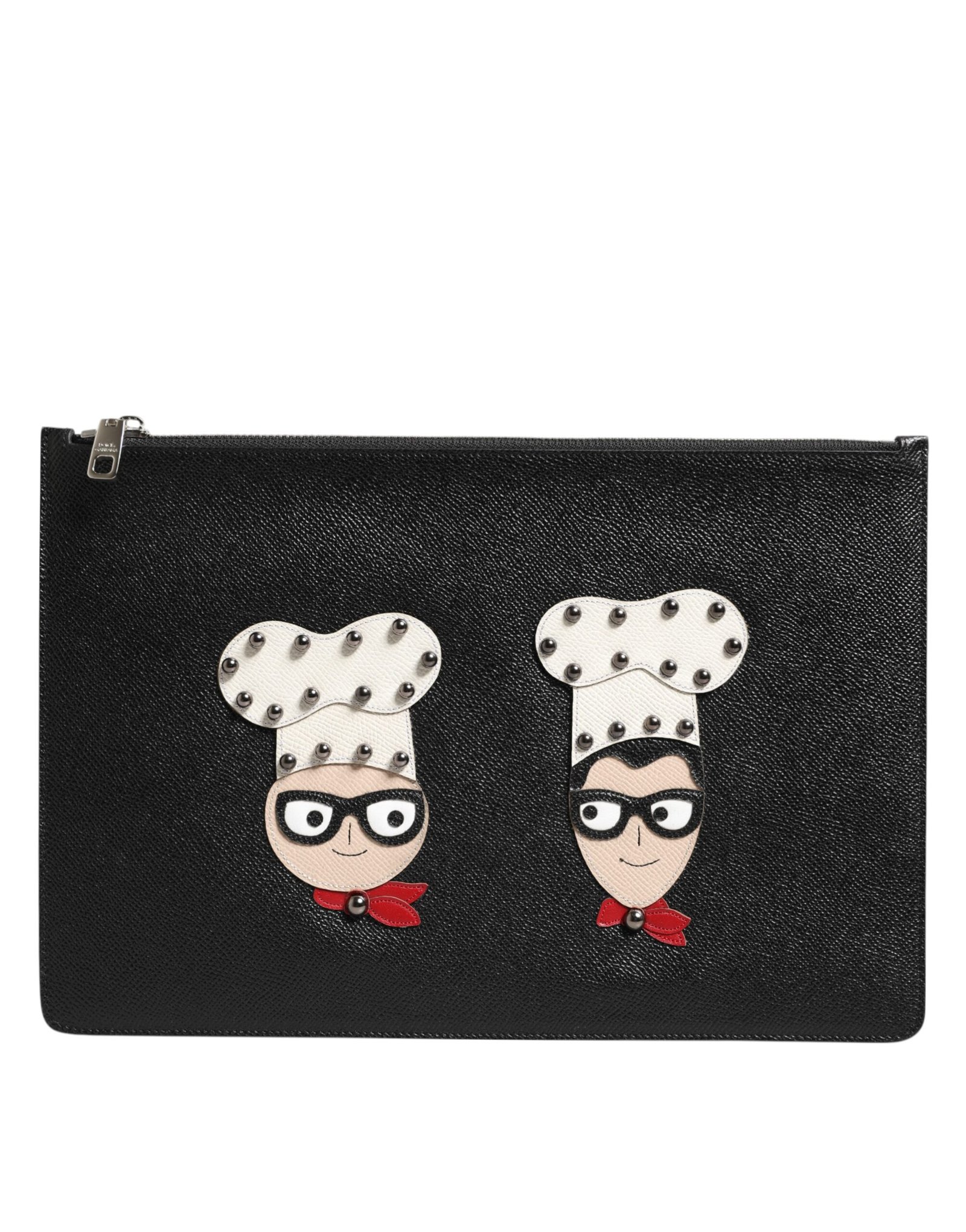 Dolce & Gabbana Black Leather #DGFAMILY Embellished Men Clutch Pouch Bag - Image 2