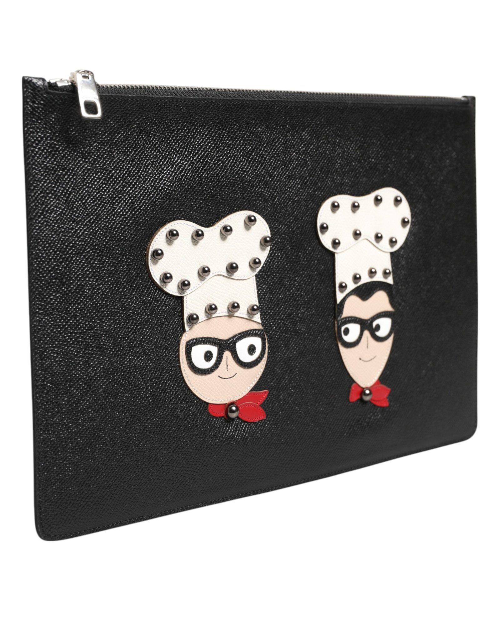Dolce & Gabbana Black Leather #DGFAMILY Embellished Men Clutch Pouch Bag - Image 3