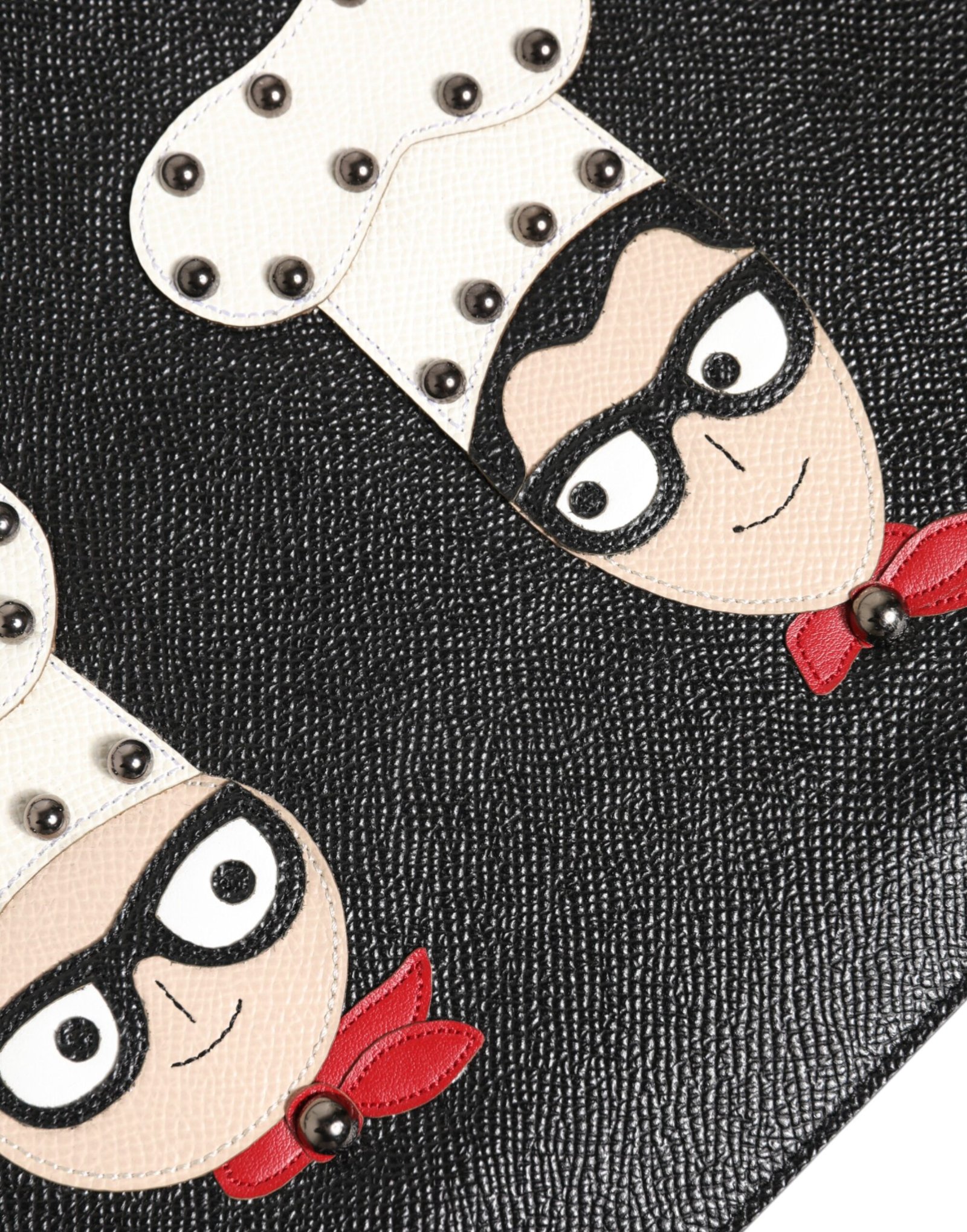 Dolce & Gabbana Black Leather #DGFAMILY Embellished Men Clutch Pouch Bag - Image 6