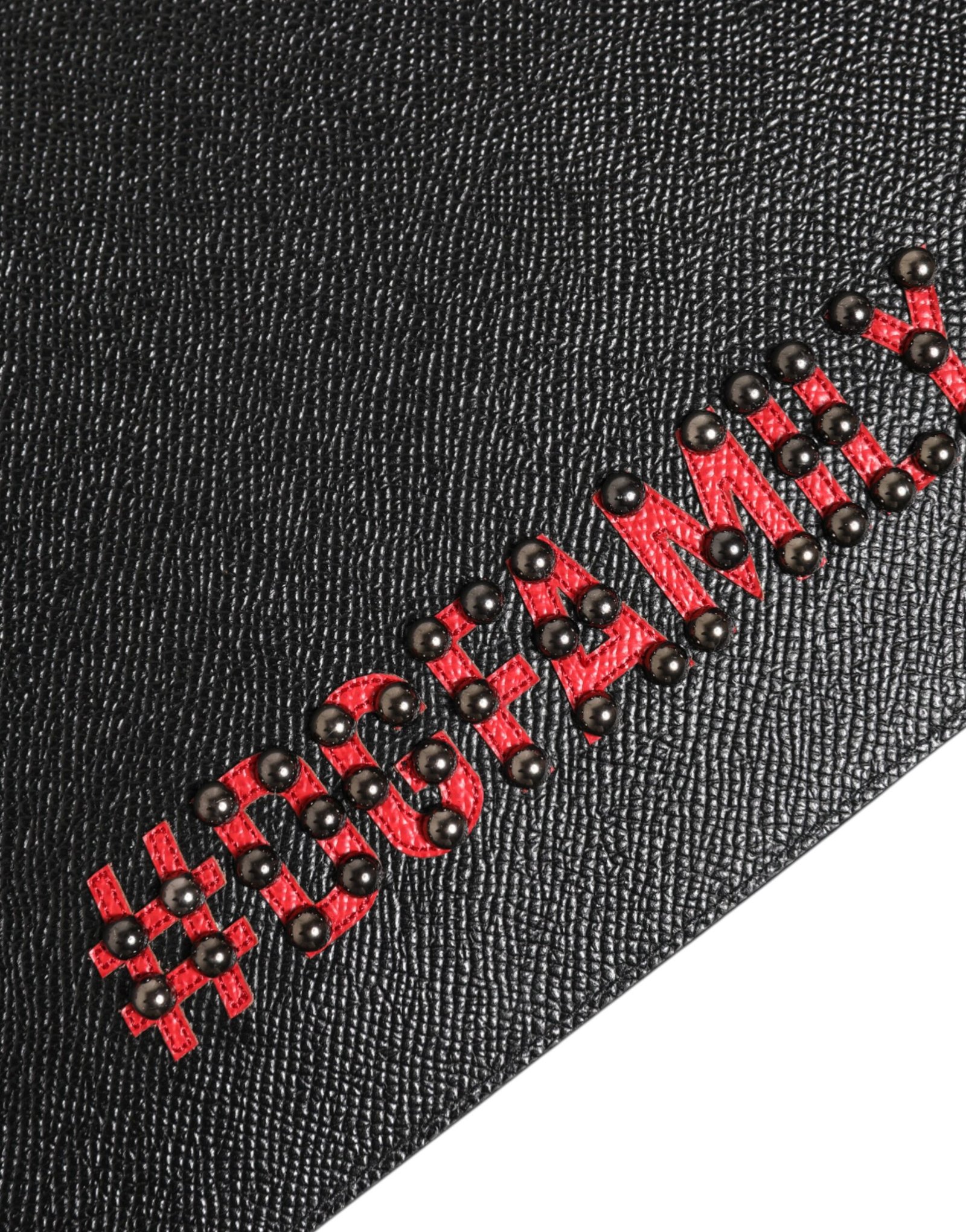 Dolce & Gabbana Black Leather #DGFAMILY Embellished Men Clutch Pouch Bag - Image 7