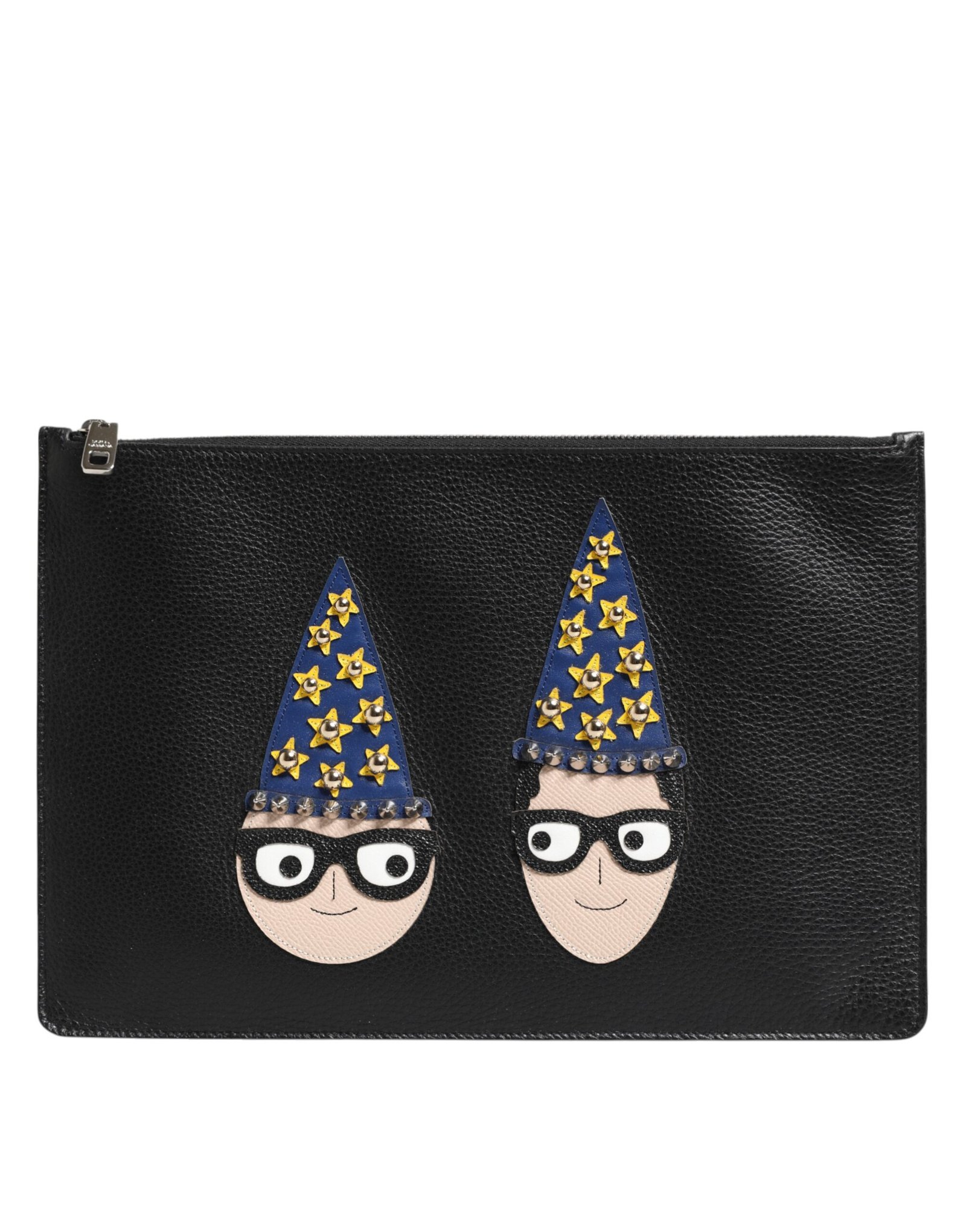 Dolce & Gabbana Black Leather #DGFAMILY Embellished Men Clutch Pouch Bag - Image 2