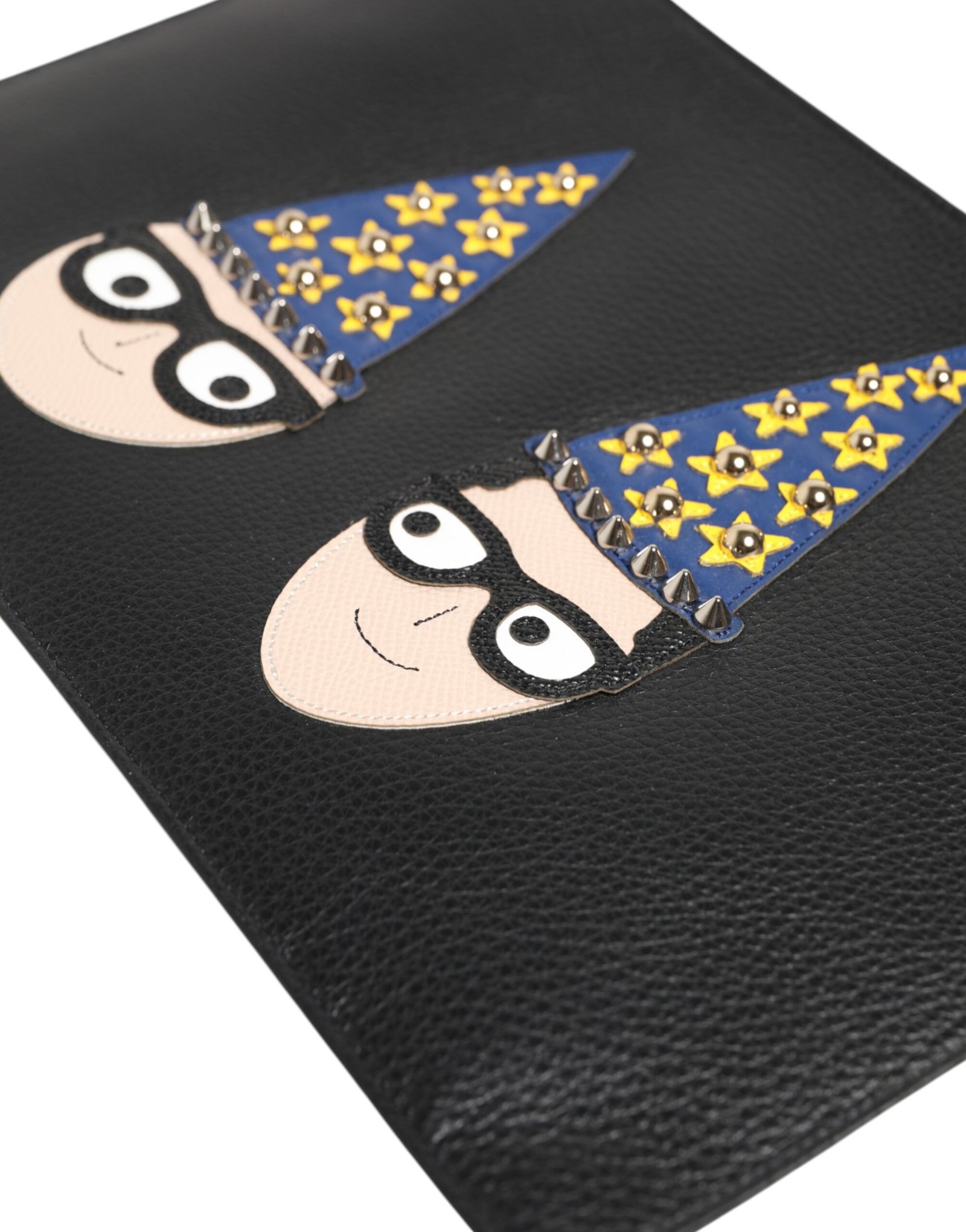 Dolce & Gabbana Black Leather #DGFAMILY Embellished Men Clutch Pouch Bag - Image 5