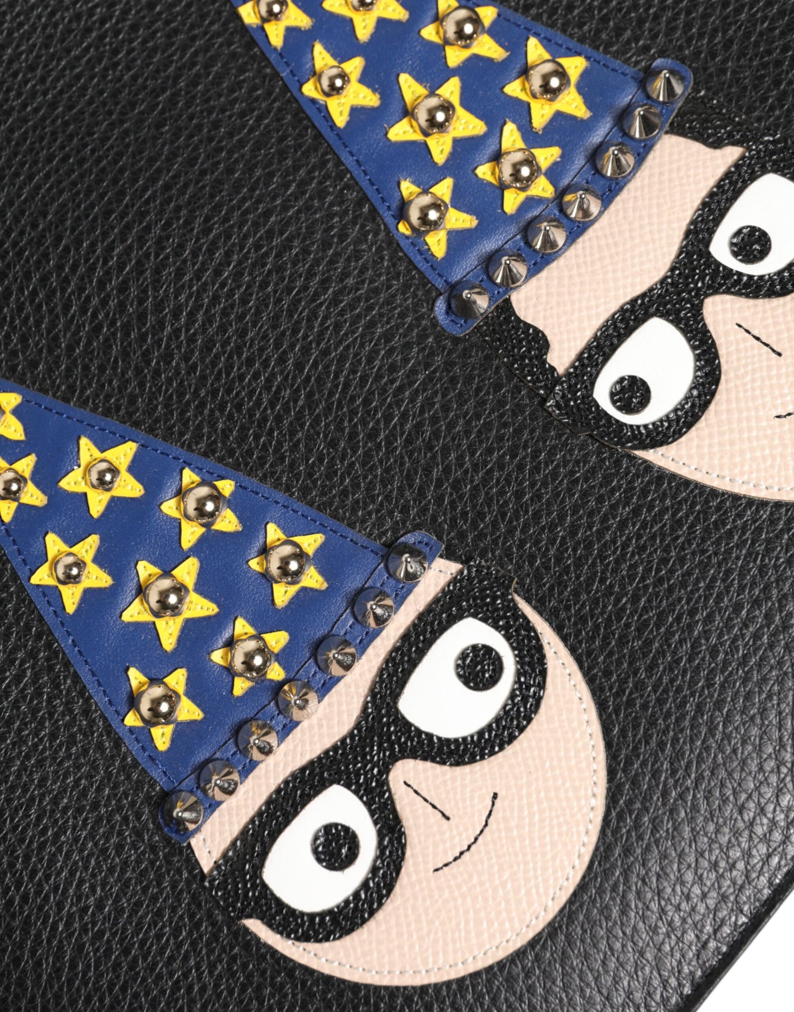 Dolce & Gabbana Black Leather #DGFAMILY Embellished Men Clutch Pouch Bag - Image 6