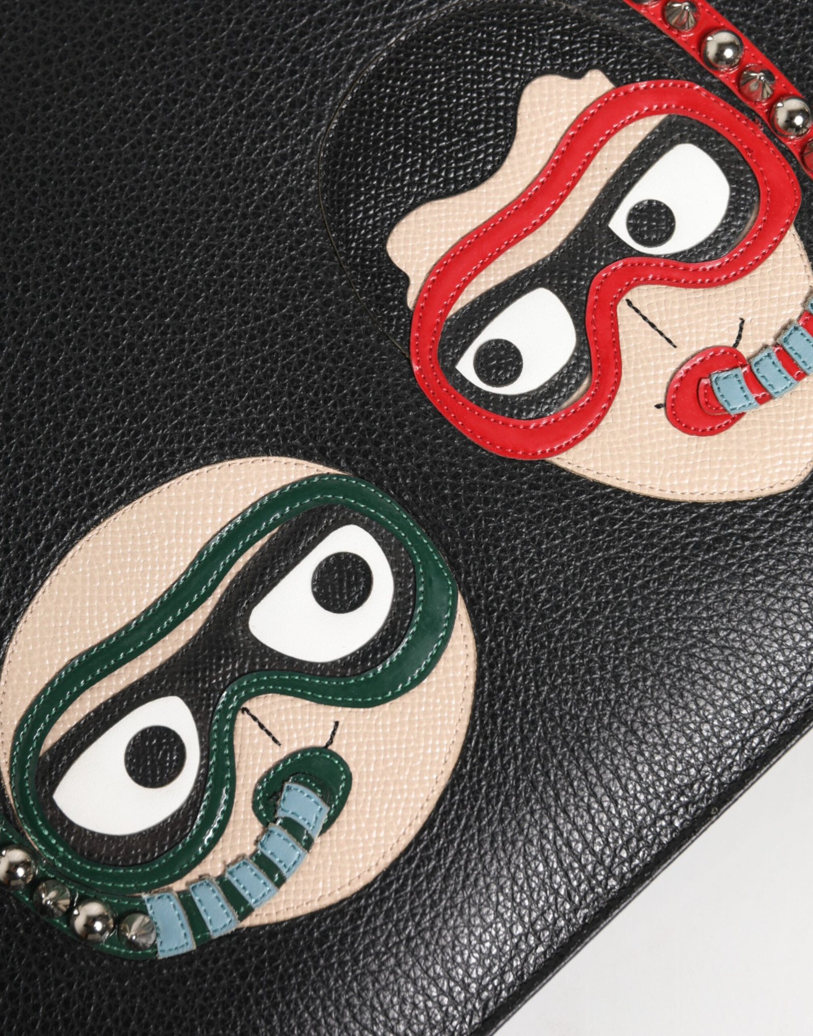 Dolce & Gabbana Black Leather #DGFAMILY Embellished Men Clutch Pouch Bag - Image 6