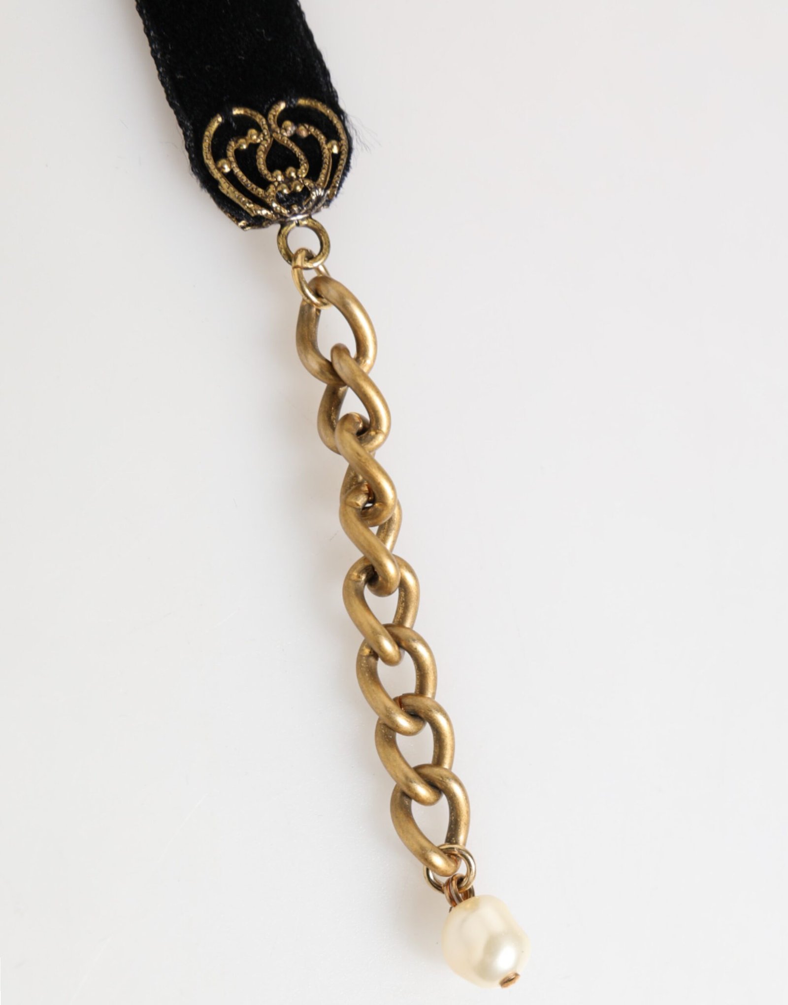 Dolce & Gabbana Blue Floral Appliqué Velvet Choker Crystal Beads Necklace - Image 3