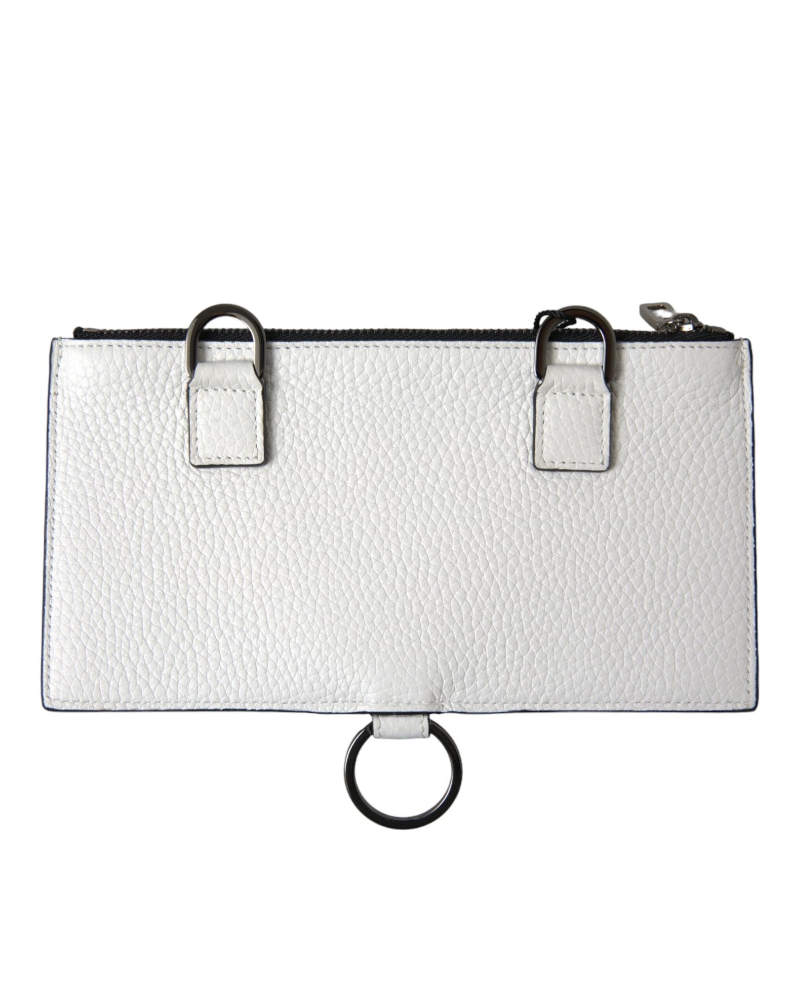Dolce & Gabbana White Calfskin Leather Large Crossbody Card Holder Wallet - Image 3