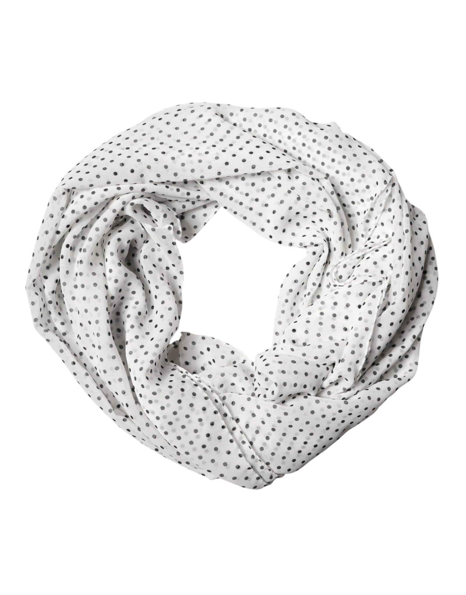Dolce & Gabbana White Polka Dot Polyester Shawl Scarf - Image 2