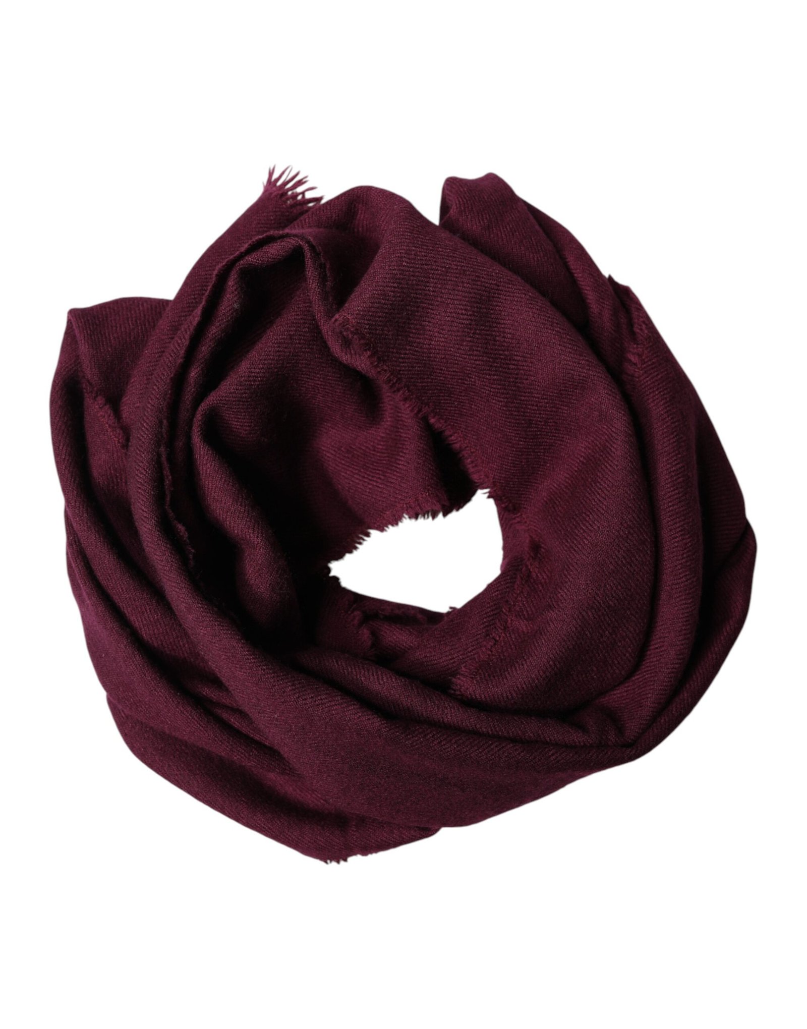 Dolce & Gabbana Maroon Cashmere Fringes Neck Wrap Shawl Scarf - Image 2