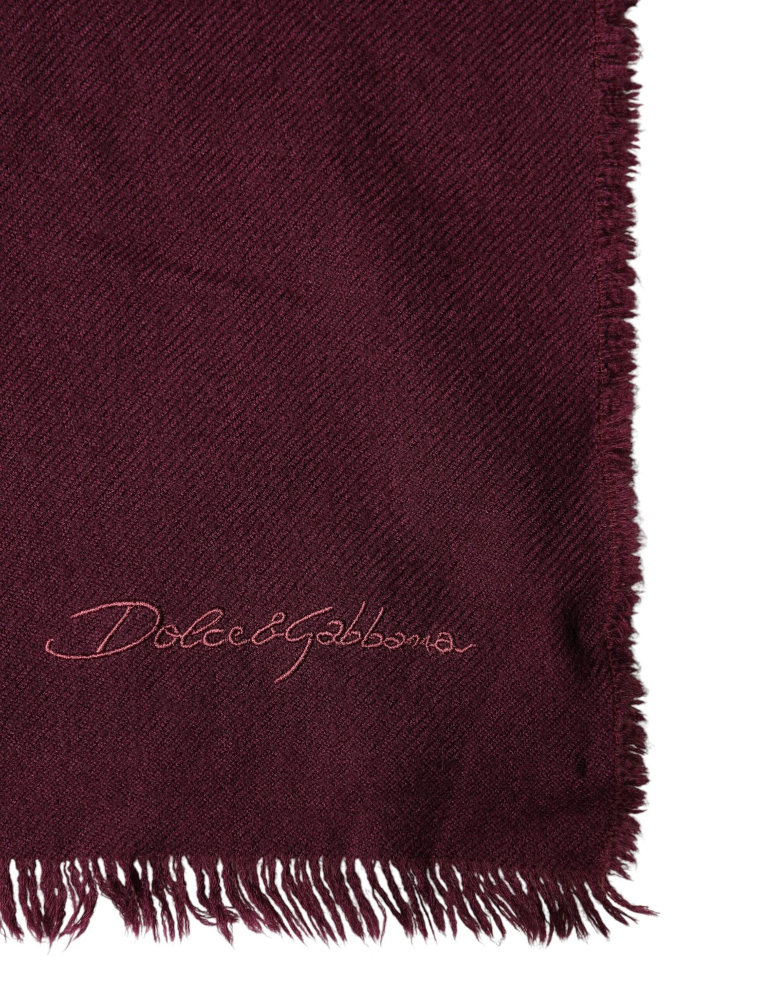 Dolce & Gabbana Maroon Cashmere Fringes Neck Wrap Shawl Scarf - Image 3