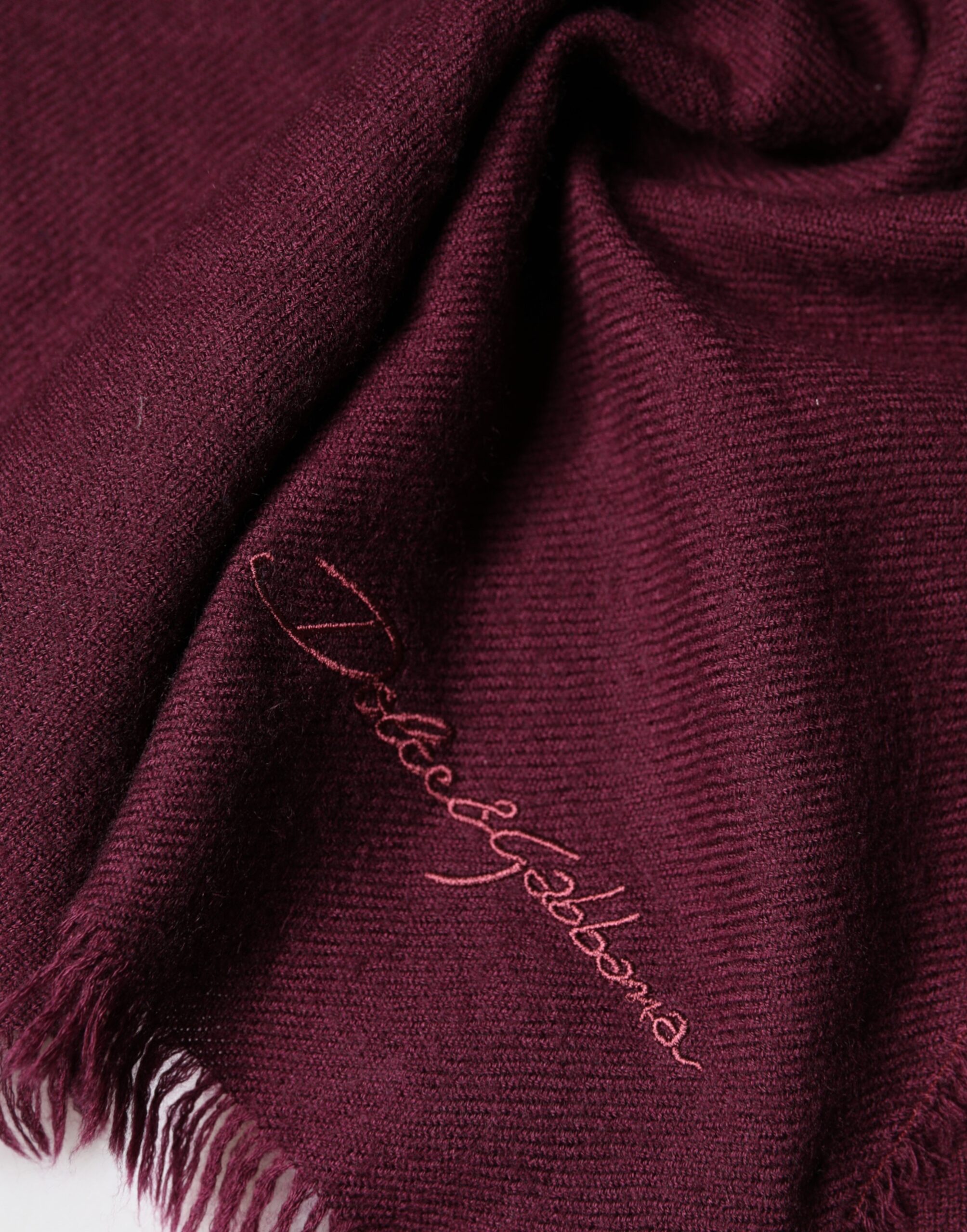 Dolce & Gabbana Maroon Cashmere Fringes Neck Wrap Shawl Scarf - Image 4