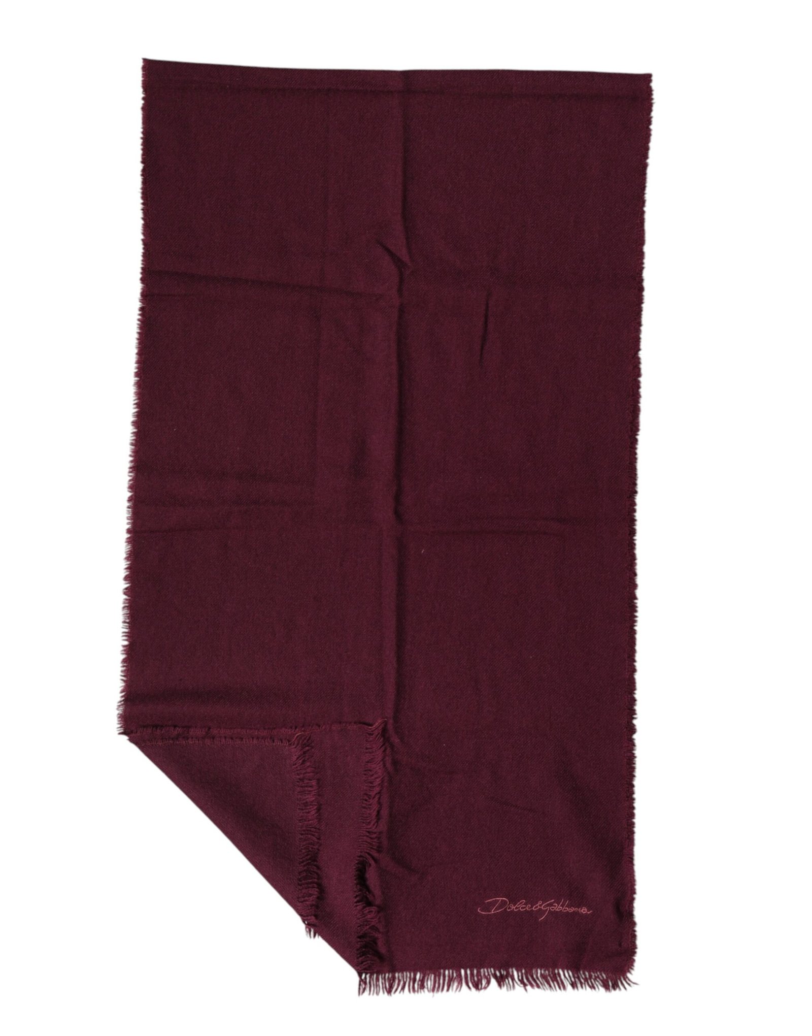 Dolce & Gabbana Maroon Cashmere Fringes Neck Wrap Shawl Scarf - Image 5