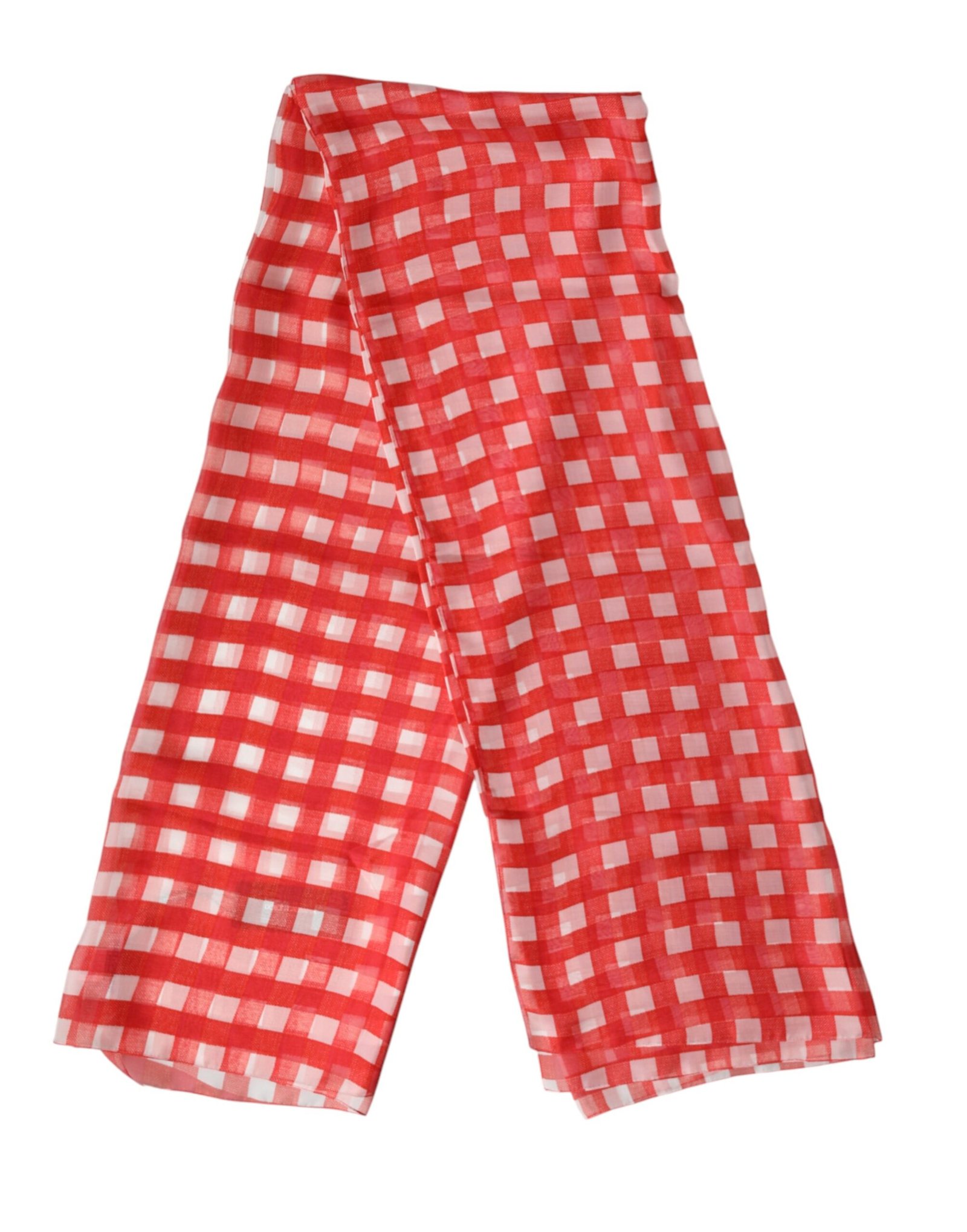 Dolce & Gabbana Red Checkered Stole Neck Wrap Shawl Scarf - Image 3