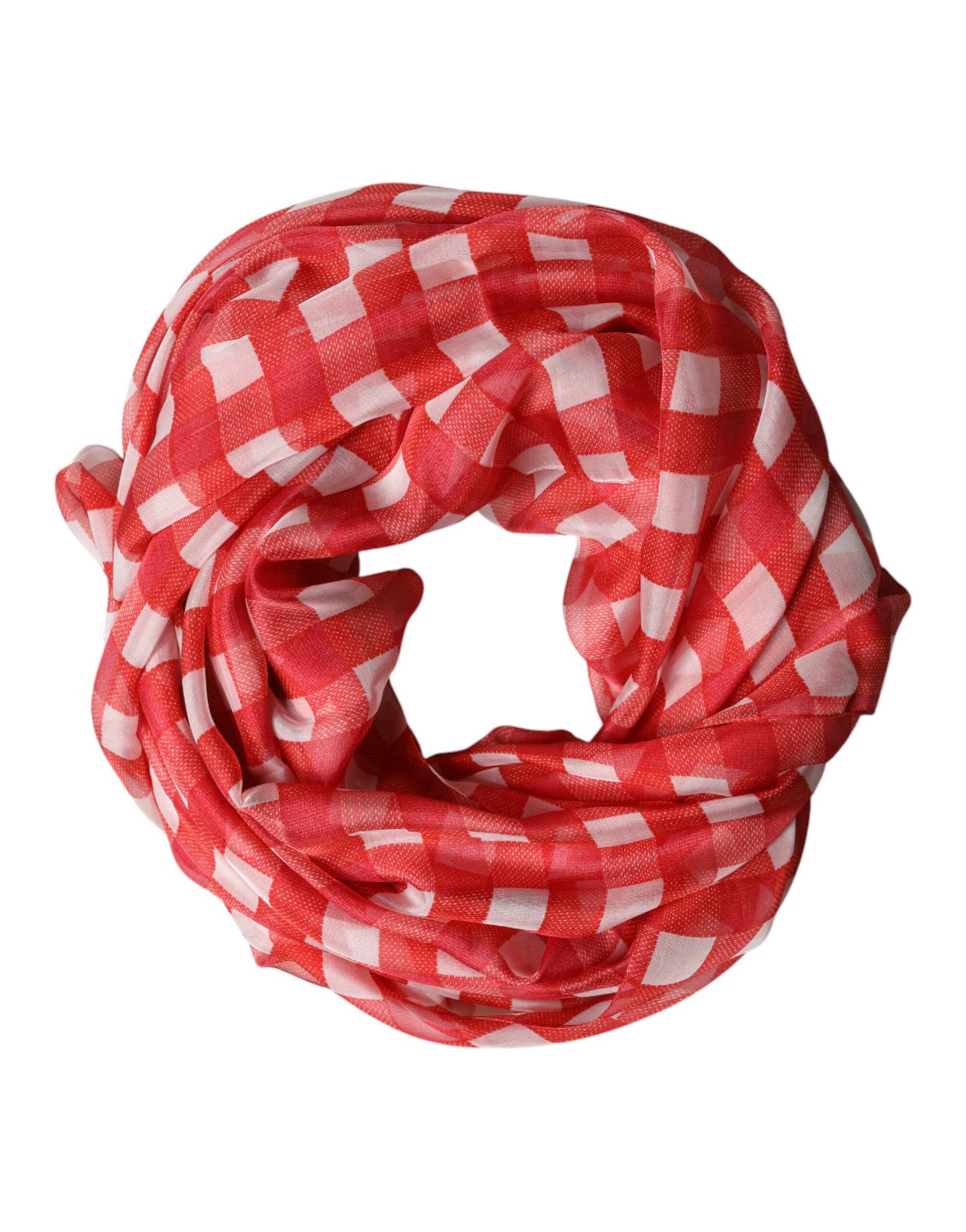 Dolce & Gabbana Red Checkered Stole Neck Wrap Shawl Scarf - Image 2