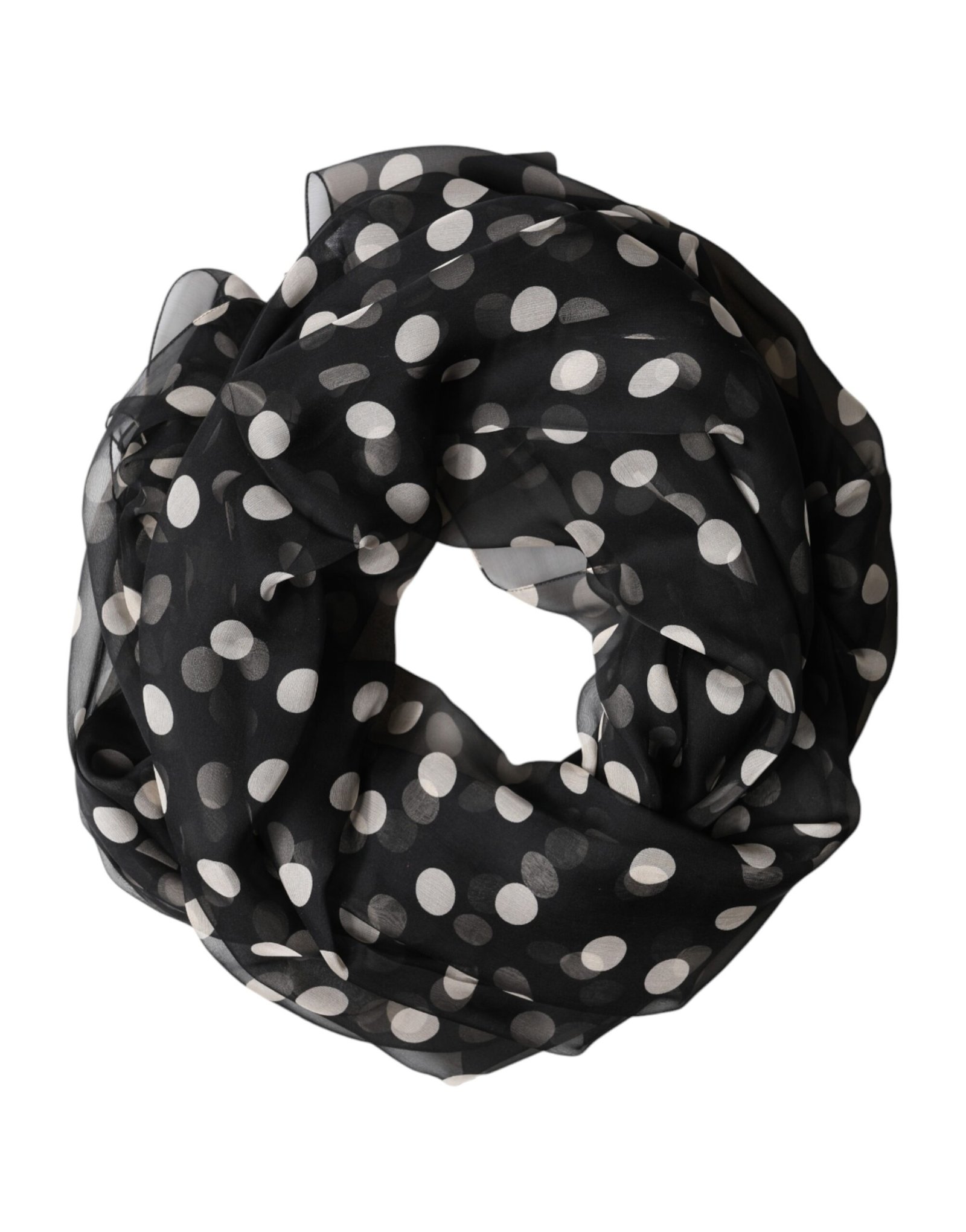 Dolce & Gabbana Black Polka Dot Silk Neck Wrap Shawl 205cm x 137cm Scarf - Image 2